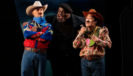Guglielmo (baritone), John Brancy;  Don Alfonso (baritone) Reginald Smith Jr.; Ferrando (tenor) Konu Kim. San Diego Opera COSI FAN TUTTE. Photo Karli Cadel